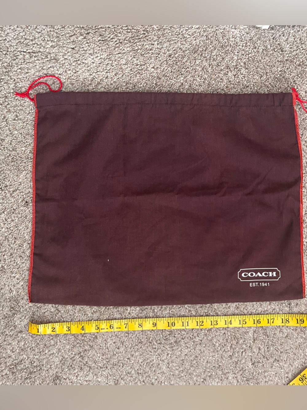 #6 Coach Burgundy Dust Bag with Red Trim and Logo